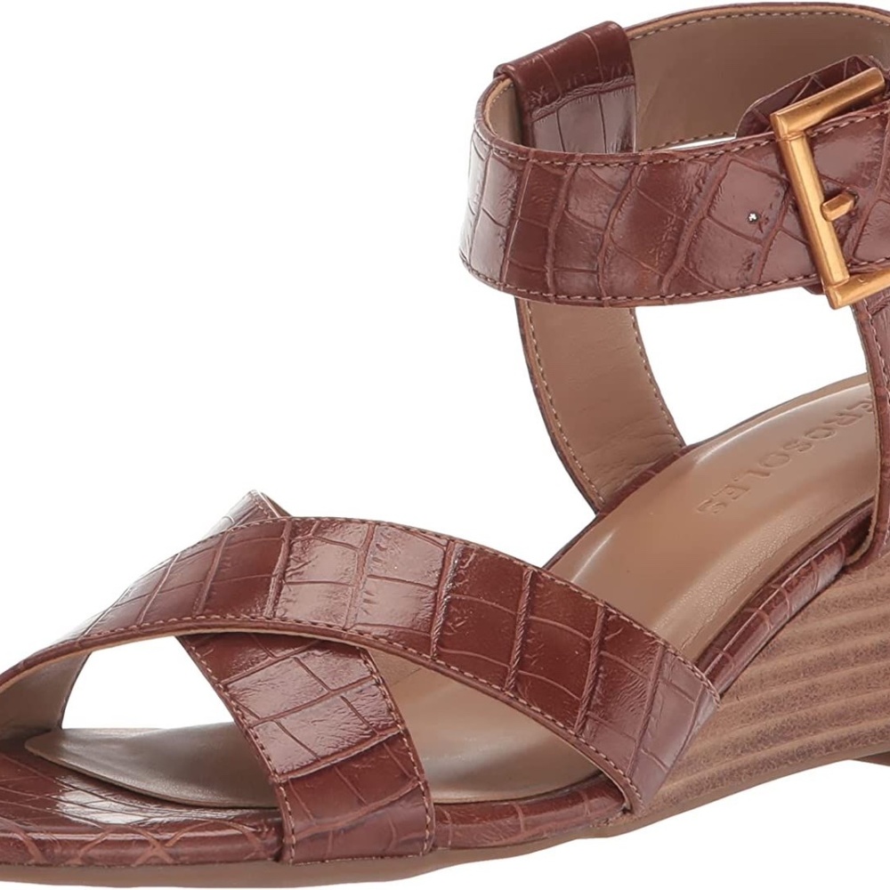 New  AEROSOLES women' wayma wedges sandals snake brown size 10 - Picture 2 of 5